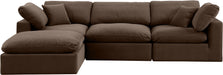 Meridian Furniture - Comfy 119" Brown Velvet Upholstered 4pc. Sectional - 189Brown-Sec4A - GreatFurnitureDeal
