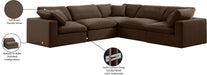 Meridian Furniture - Comfy 119" Brown Velvet Upholstered 5pc. Sectional - 189Brown-Sec5C - GreatFurnitureDeal