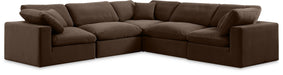 Meridian Furniture - Comfy 119" Brown Velvet Upholstered 5pc. Sectional - 189Brown-Sec5C - GreatFurnitureDeal