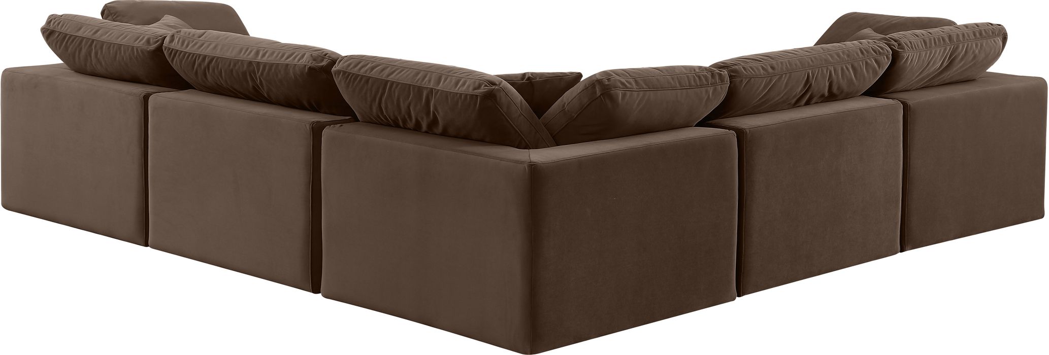 Meridian Furniture - Comfy 119" Brown Velvet Upholstered 5pc. Sectional - 189Brown-Sec5C - GreatFurnitureDeal