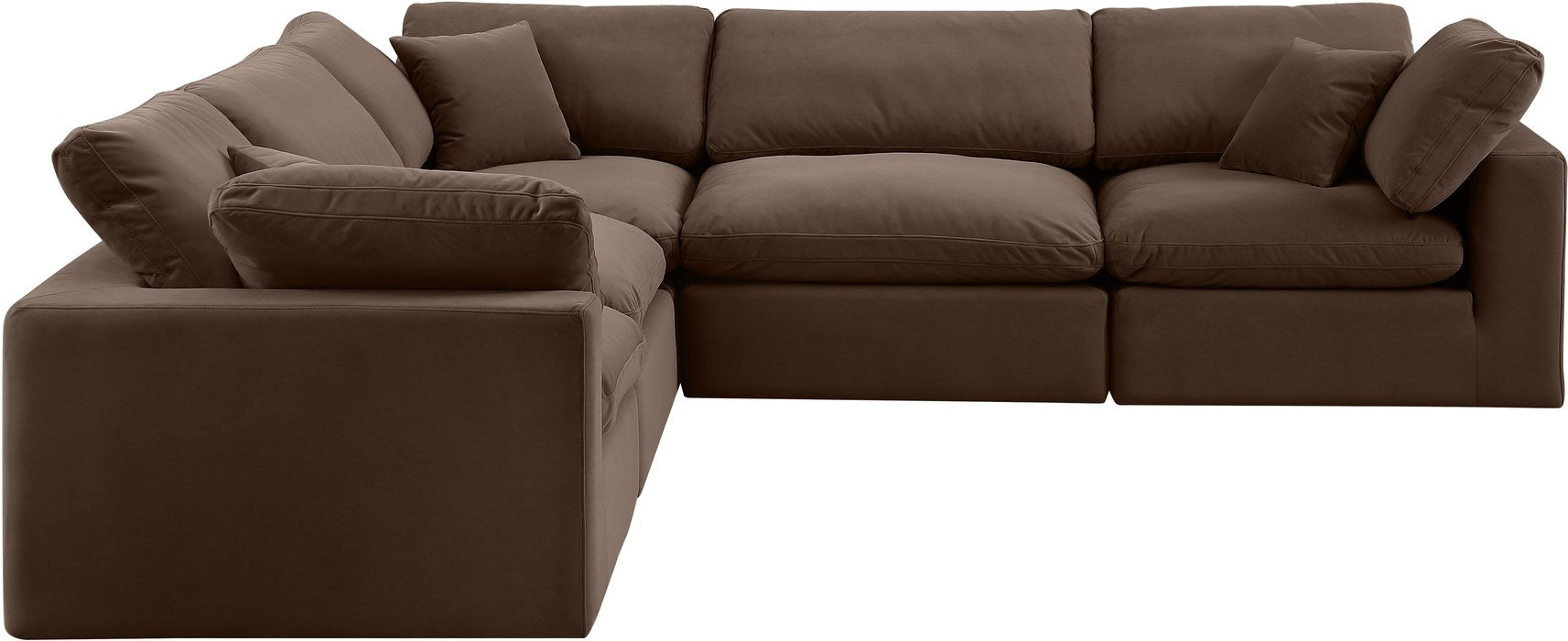 Meridian Furniture - Comfy 119" Brown Velvet Upholstered 5pc. Sectional - 189Brown-Sec5C - GreatFurnitureDeal