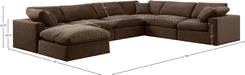 Meridian Furniture - Comfy 158" Brown Velvet Upholstered 7pc. Sectional - 189Brown-Sec7A - GreatFurnitureDeal