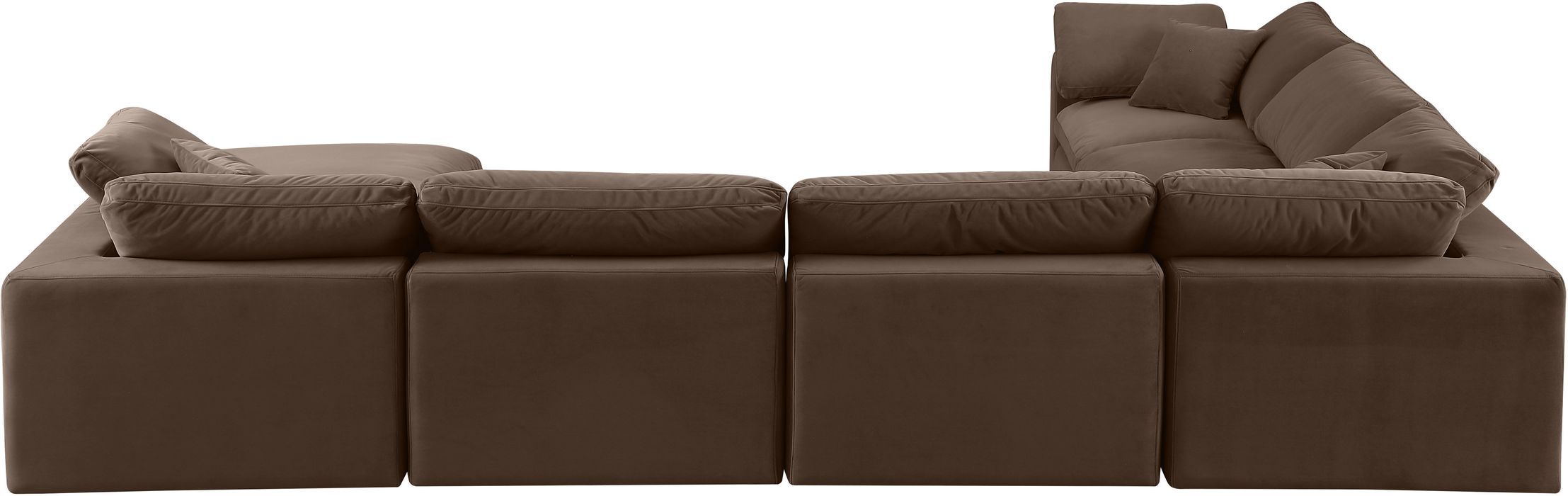 Meridian Furniture - Comfy 158" Brown Velvet Upholstered 7pc. Sectional - 189Brown-Sec7A - GreatFurnitureDeal