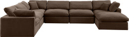 Meridian Furniture - Comfy 158" Brown Velvet Upholstered 7pc. Sectional - 189Brown-Sec7A - GreatFurnitureDeal