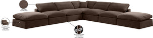 Meridian Furniture - Comfy 157" Brown Velvet Upholstered 7pc. Sectional - 189Brown-Sec7C - GreatFurnitureDeal