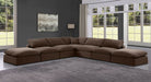 Meridian Furniture - Comfy 157" Brown Velvet Upholstered 7pc. Sectional - 189Brown-Sec7C - GreatFurnitureDeal