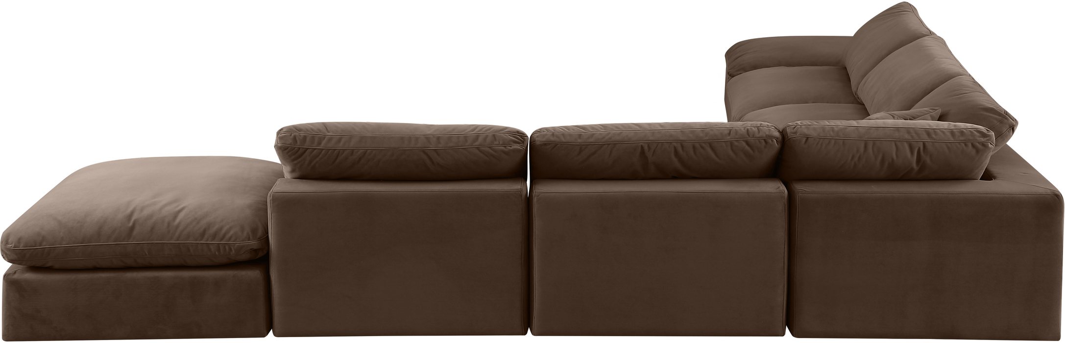 Meridian Furniture - Comfy 157" Brown Velvet Upholstered 7pc. Sectional - 189Brown-Sec7C - GreatFurnitureDeal