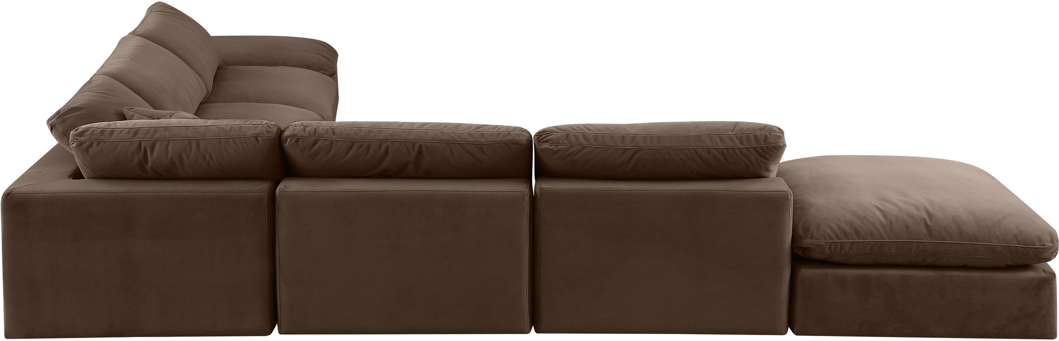 Meridian Furniture - Comfy 157" Brown Velvet Upholstered 7pc. Sectional - 189Brown-Sec7C - GreatFurnitureDeal