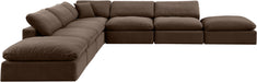 Meridian Furniture - Comfy 157" Brown Velvet Upholstered 7pc. Sectional - 189Brown-Sec7C - GreatFurnitureDeal