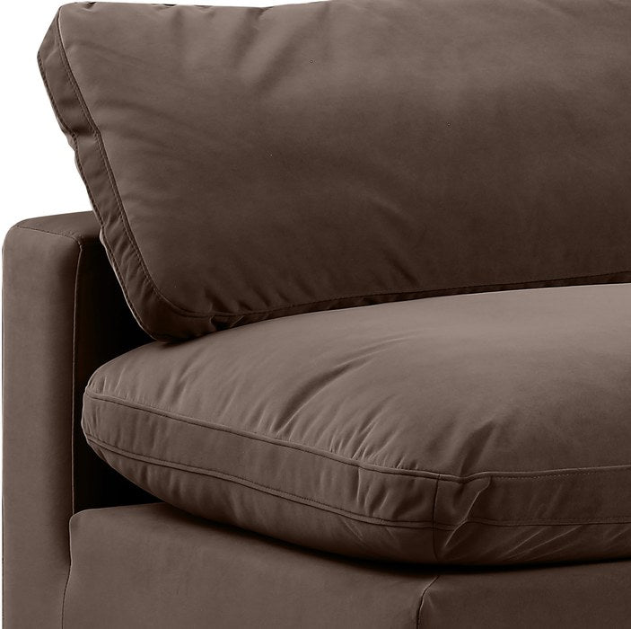 Meridian Furniture - Comfy 157" Brown Velvet Upholstered 7pc. Sectional - 189Brown-Sec7C - GreatFurnitureDeal