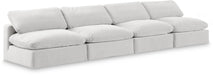 Meridian Furniture - Comfy 156" Cream Velvet Upholstered 4pc. Armless Sofa - 189Cream-S156 - GreatFurnitureDeal