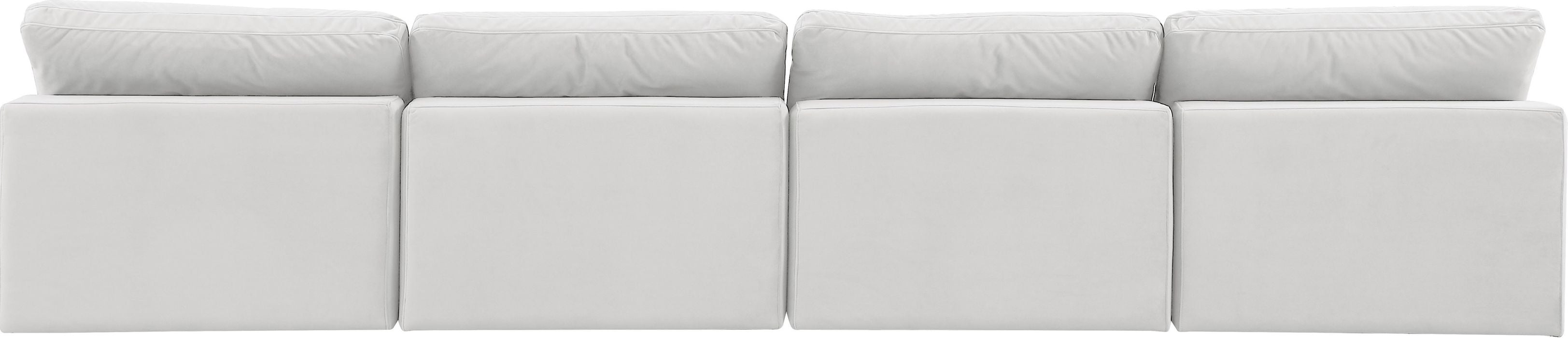 Meridian Furniture - Comfy 156" Cream Velvet Upholstered 4pc. Armless Sofa - 189Cream-S156 - GreatFurnitureDeal