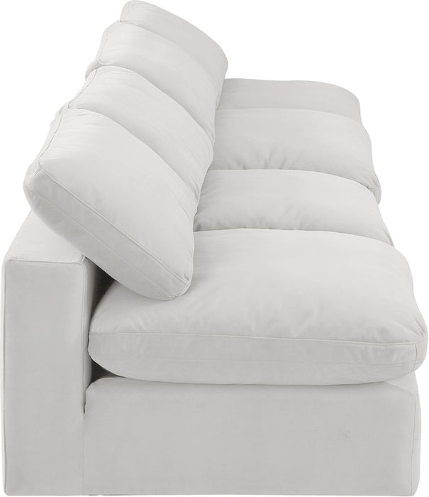 Meridian Furniture - Comfy 156" Cream Velvet Upholstered 4pc. Armless Sofa - 189Cream-S156 - GreatFurnitureDeal