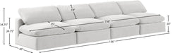 Meridian Furniture - Comfy 156" Cream Velvet Upholstered 4pc. Armless Sofa - 189Cream-S156 - GreatFurnitureDeal