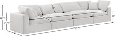 Meridian Furniture - Comfy 158" Cream Velvet Upholstered 4pc. Sofa - 189Cream-S158 - GreatFurnitureDeal