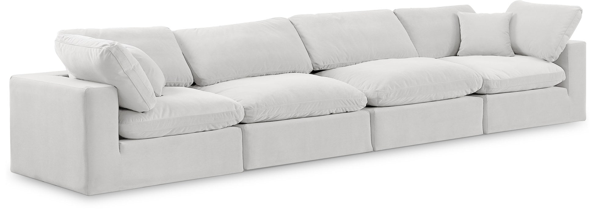 Meridian Furniture - Comfy 158" Cream Velvet Upholstered 4pc. Sofa - 189Cream-S158 - GreatFurnitureDeal