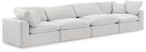Meridian Furniture - Comfy 158" Cream Velvet Upholstered 4pc. Sofa - 189Cream-S158 - GreatFurnitureDeal
