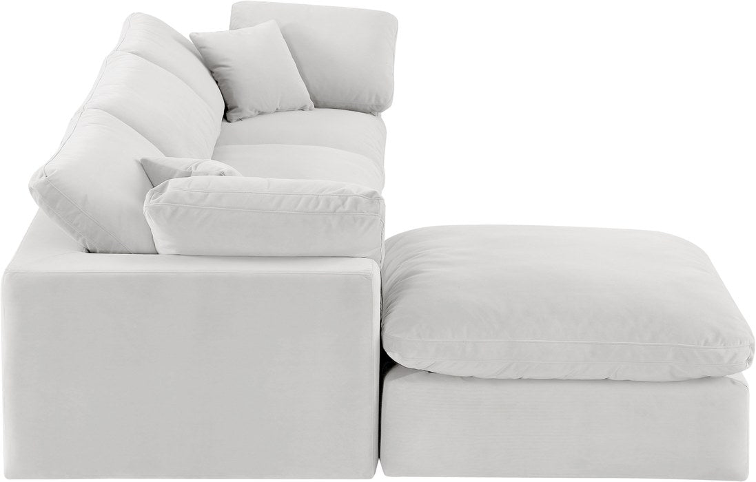 Meridian Furniture - Comfy 119" Cream Velvet Upholstered 4pc. Sectional - 189Cream-Sec4A - GreatFurnitureDeal
