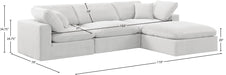 Meridian Furniture - Comfy 119" Cream Velvet Upholstered 4pc. Sectional - 189Cream-Sec4A - GreatFurnitureDeal