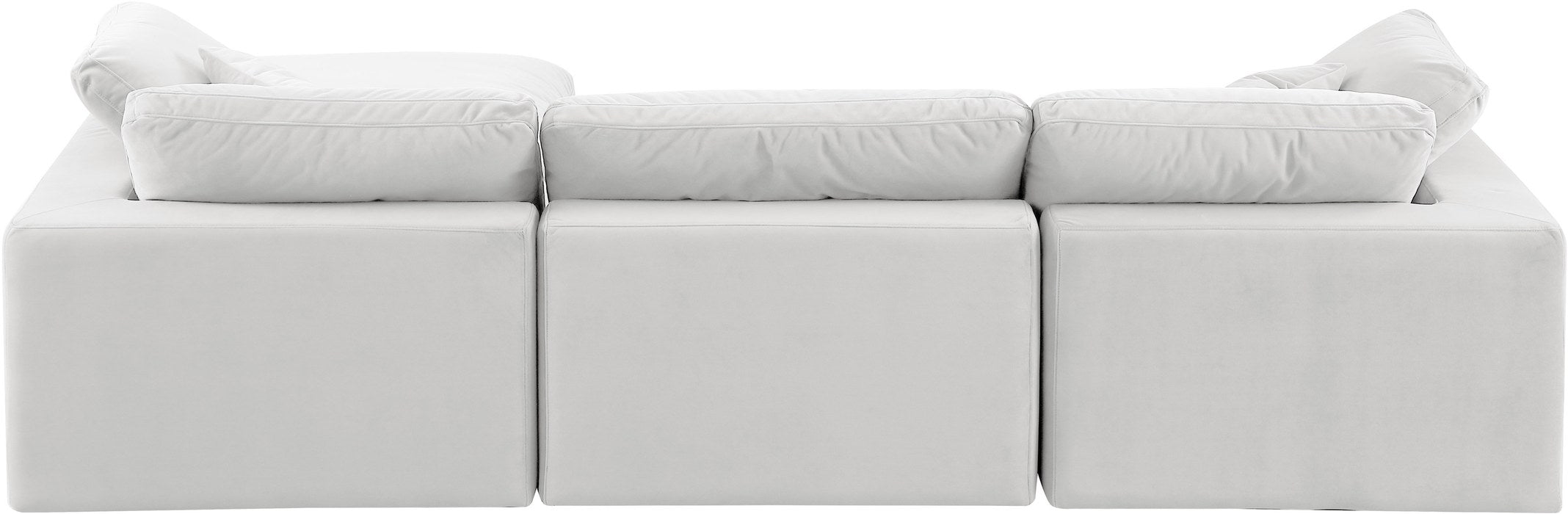 Meridian Furniture - Comfy 119" Cream Velvet Upholstered 4pc. Sectional - 189Cream-Sec4A - GreatFurnitureDeal