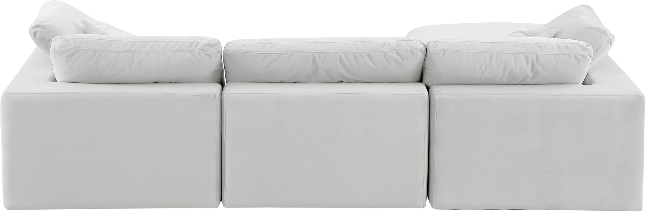 Meridian Furniture - Comfy 119" Cream Velvet Upholstered 4pc. Sectional - 189Cream-Sec4A - GreatFurnitureDeal