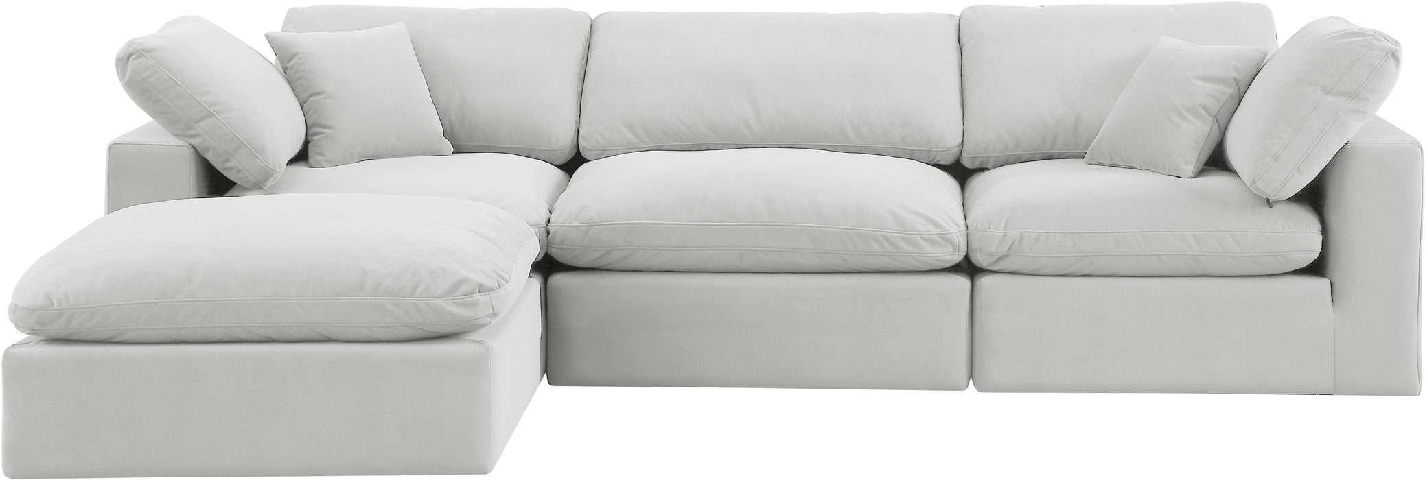 Meridian Furniture - Comfy 119" Cream Velvet Upholstered 4pc. Sectional - 189Cream-Sec4A - GreatFurnitureDeal