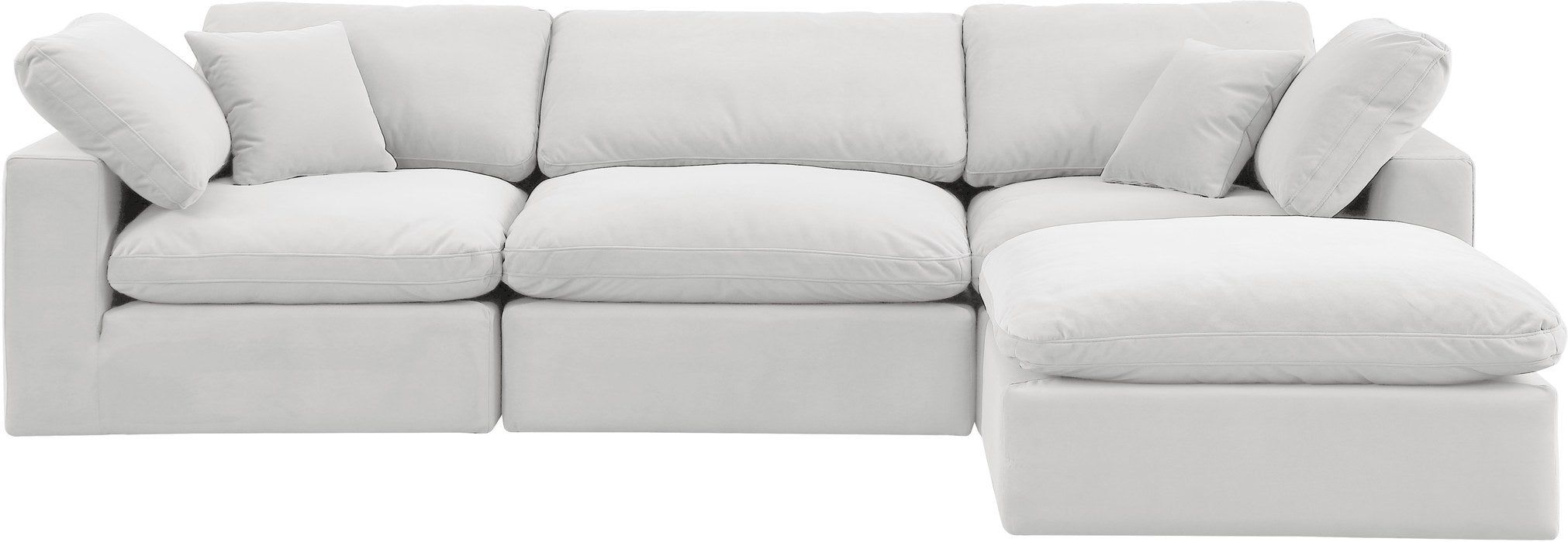 Meridian Furniture - Comfy 119" Cream Velvet Upholstered 4pc. Sectional - 189Cream-Sec4A - GreatFurnitureDeal