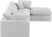 Meridian Furniture - Comfy 119" Cream Velvet Upholstered 4pc. Sectional - 189Cream-Sec4A - GreatFurnitureDeal