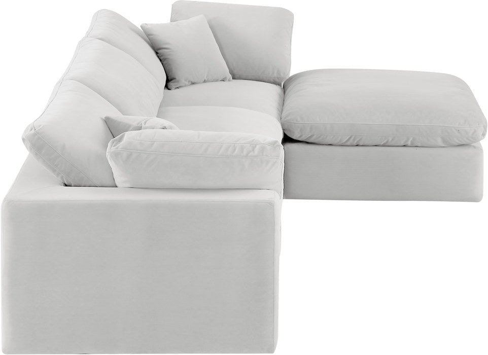 Meridian Furniture - Comfy 119" Cream Velvet Upholstered 4pc. Sectional - 189Cream-Sec4A - GreatFurnitureDeal