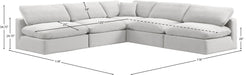 Meridian Furniture - Comfy 118" Cream Velvet Upholstered 5pc. Sectional - 189Cream-Sec5B - GreatFurnitureDeal