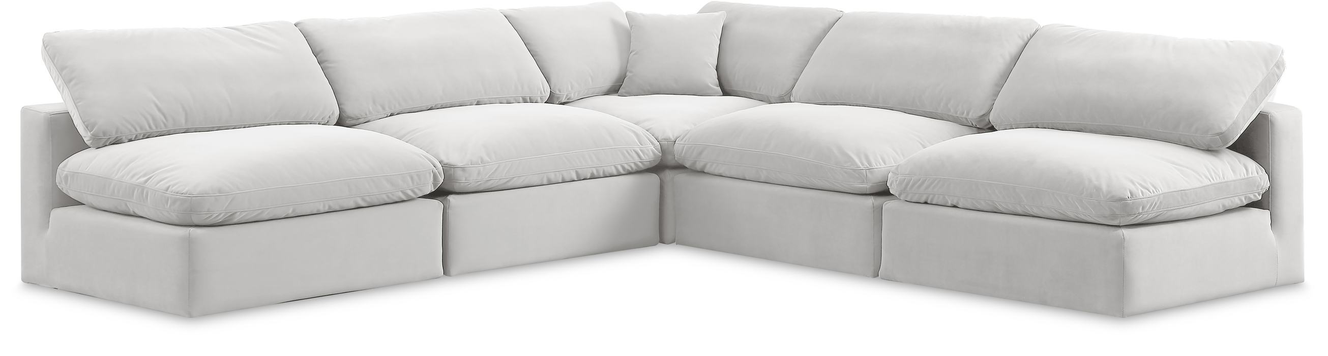 Meridian Furniture - Comfy 118" Cream Velvet Upholstered 5pc. Sectional - 189Cream-Sec5B - GreatFurnitureDeal