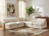 Meridian Furniture - Comfy 118" Cream Velvet Upholstered 5pc. Sectional - 189Cream-Sec5B - GreatFurnitureDeal