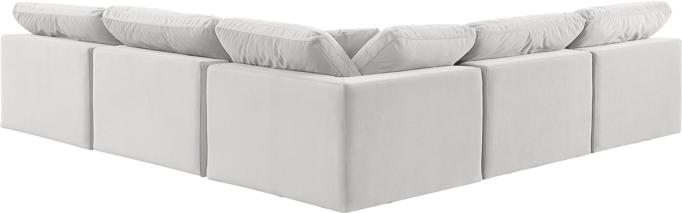 Meridian Furniture - Comfy 118" Cream Velvet Upholstered 5pc. Sectional - 189Cream-Sec5B - GreatFurnitureDeal