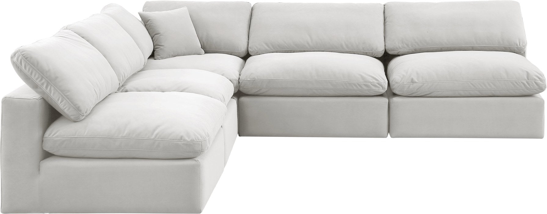 Meridian Furniture - Comfy 118" Cream Velvet Upholstered 5pc. Sectional - 189Cream-Sec5B - GreatFurnitureDeal