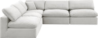 Meridian Furniture - Comfy 118" Cream Velvet Upholstered 5pc. Sectional - 189Cream-Sec5B - GreatFurnitureDeal