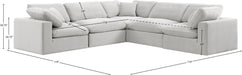 Meridian Furniture - Comfy 119" Cream Velvet Upholstered 5pc. Sectional - 189Cream-Sec5C - GreatFurnitureDeal
