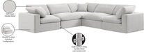 Meridian Furniture - Comfy 119" Cream Velvet Upholstered 5pc. Sectional - 189Cream-Sec5C - GreatFurnitureDeal