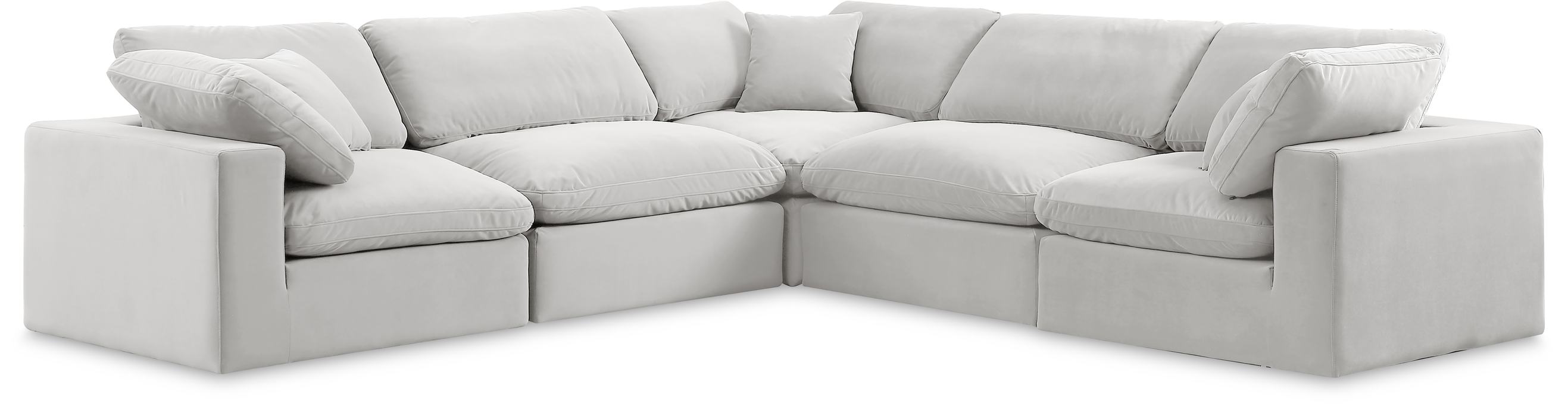 Meridian Furniture - Comfy 119" Cream Velvet Upholstered 5pc. Sectional - 189Cream-Sec5C - GreatFurnitureDeal