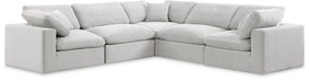 Meridian Furniture - Comfy 119" Cream Velvet Upholstered 5pc. Sectional - 189Cream-Sec5C - GreatFurnitureDeal