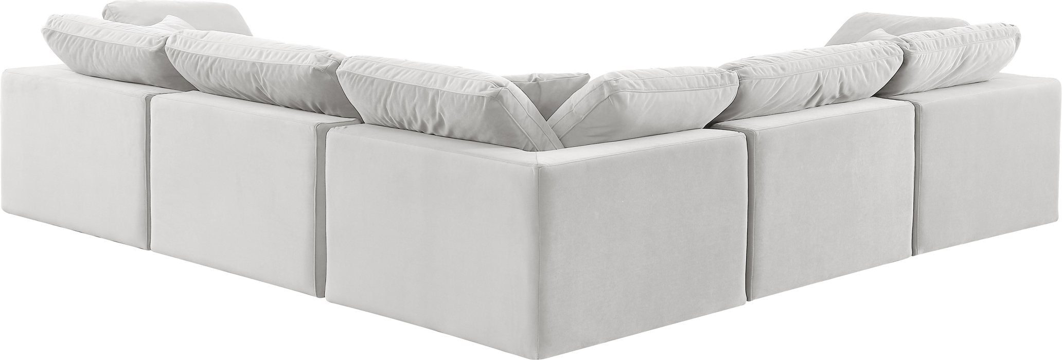 Meridian Furniture - Comfy 119" Cream Velvet Upholstered 5pc. Sectional - 189Cream-Sec5C - GreatFurnitureDeal