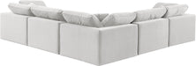 Meridian Furniture - Comfy 119" Cream Velvet Upholstered 5pc. Sectional - 189Cream-Sec5C - GreatFurnitureDeal