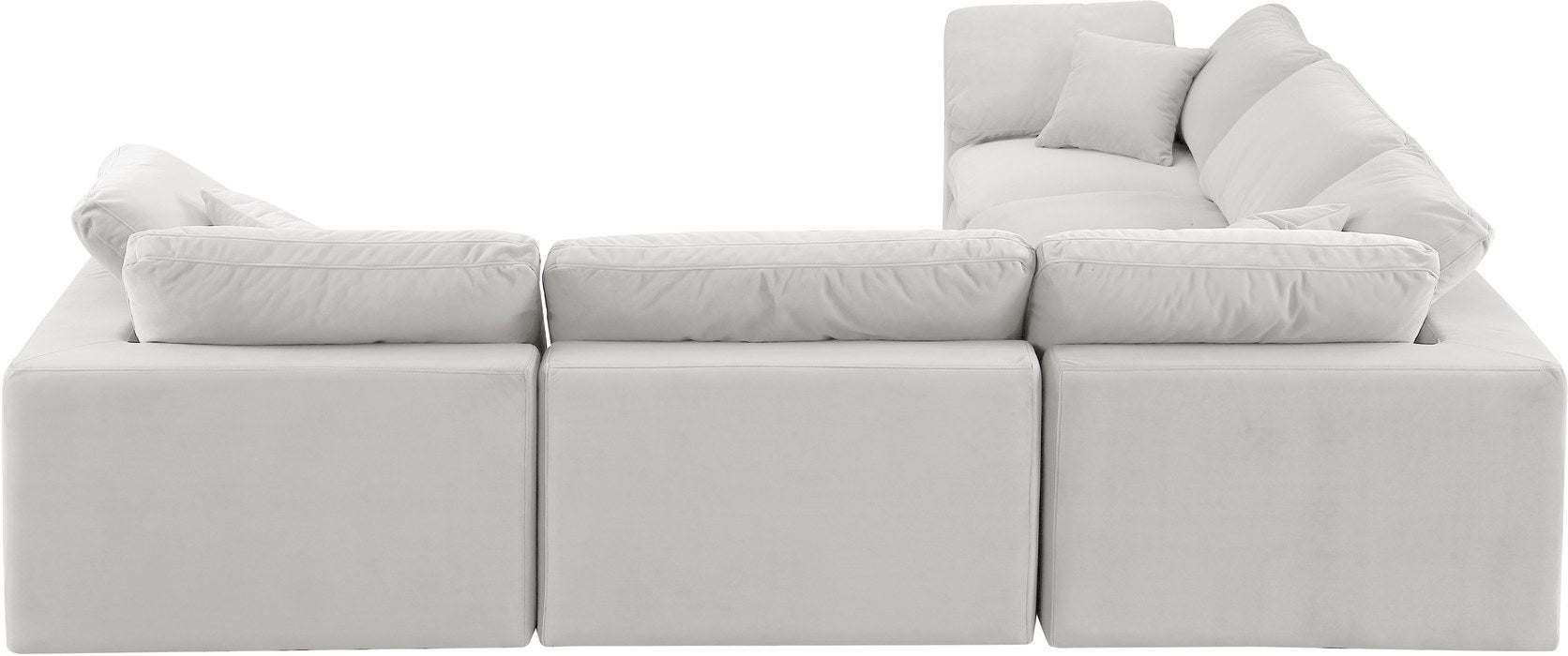 Meridian Furniture - Comfy 119" Cream Velvet Upholstered 5pc. Sectional - 189Cream-Sec5C - GreatFurnitureDeal