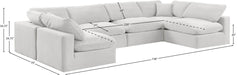 Meridian Furniture - Comfy 158" Cream Velvet Upholstered 6pc. Sectional - 189Cream-Sec6D - GreatFurnitureDeal