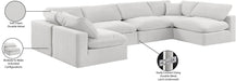 Meridian Furniture - Comfy 158" Cream Velvet Upholstered 6pc. Sectional - 189Cream-Sec6D - GreatFurnitureDeal