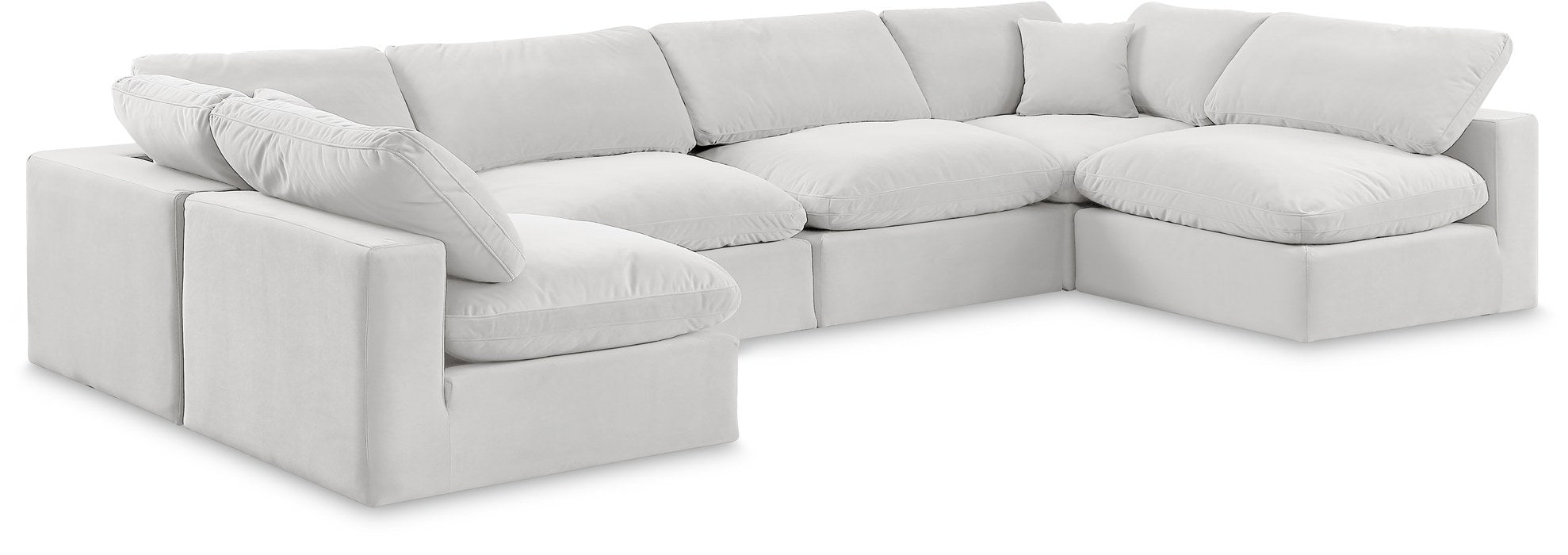 Meridian Furniture - Comfy 158" Cream Velvet Upholstered 6pc. Sectional - 189Cream-Sec6D - GreatFurnitureDeal
