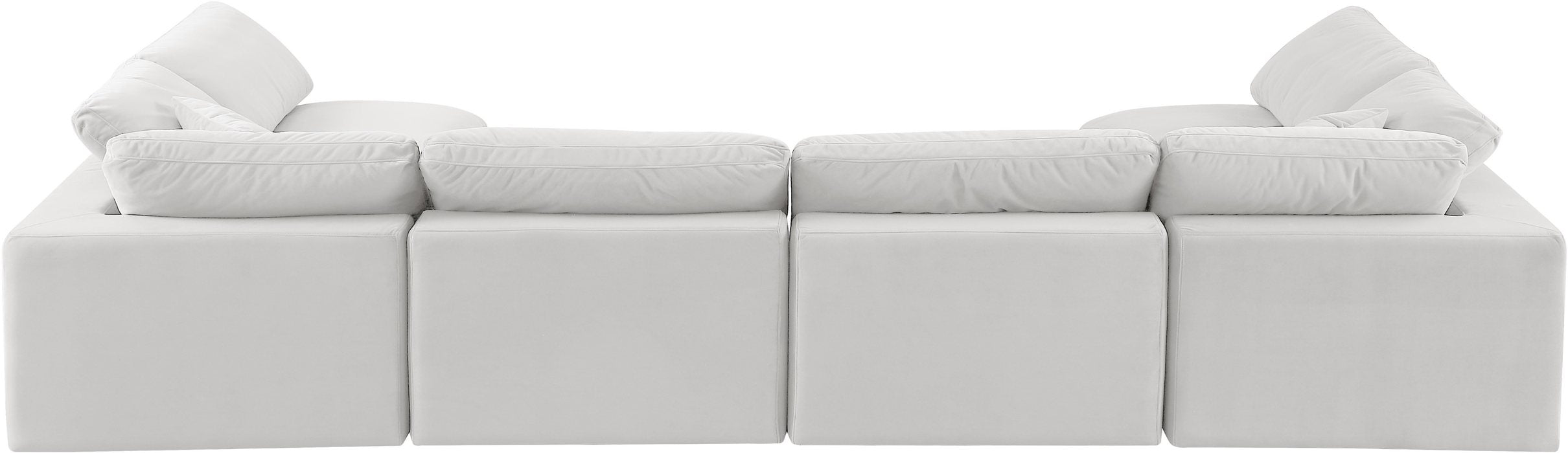 Meridian Furniture - Comfy 158" Cream Velvet Upholstered 6pc. Sectional - 189Cream-Sec6D - GreatFurnitureDeal