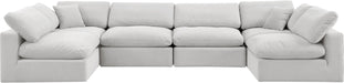 Meridian Furniture - Comfy 158" Cream Velvet Upholstered 6pc. Sectional - 189Cream-Sec6D - GreatFurnitureDeal