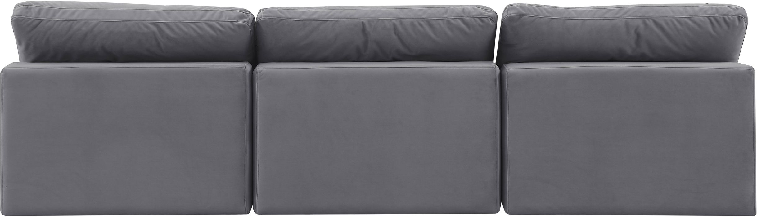 Meridian Furniture - Comfy 117" Grey Velvet Upholstered 3pc. Armless Sofa - 189Grey-S117 - GreatFurnitureDeal