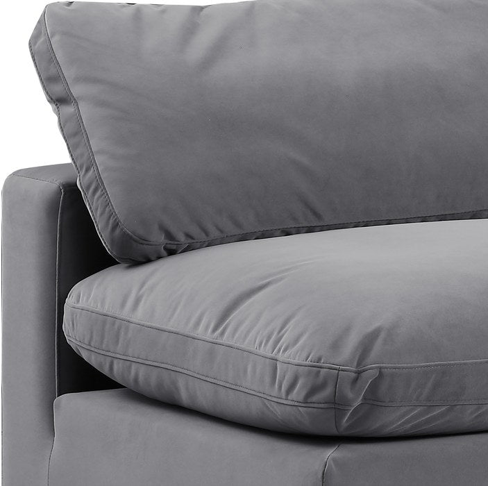 Meridian Furniture - Comfy 117" Grey Velvet Upholstered 3pc. Armless Sofa - 189Grey-S117 - GreatFurnitureDeal