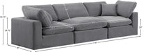 Meridian Furniture - Comfy 119" Grey Velvet Upholstered 3pc. Sofa - 189Grey-S119 - GreatFurnitureDeal